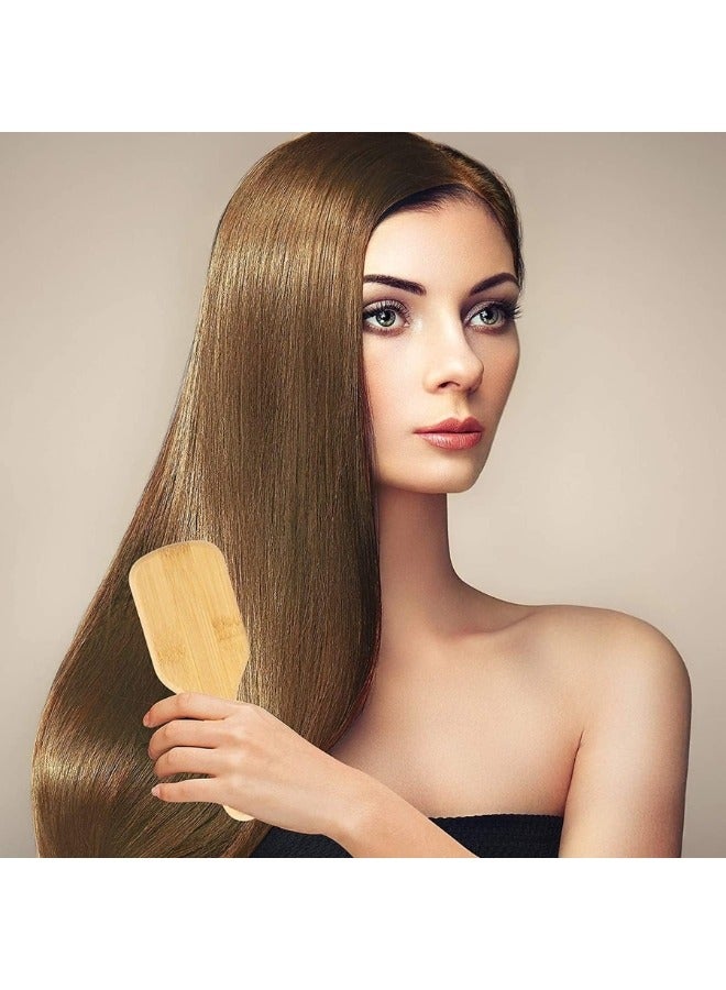 Natural Wooden Bamboo Hair Brush for Detangling and Scalp Massage for Long Curly Short Thick Hair for Women Kids Men
