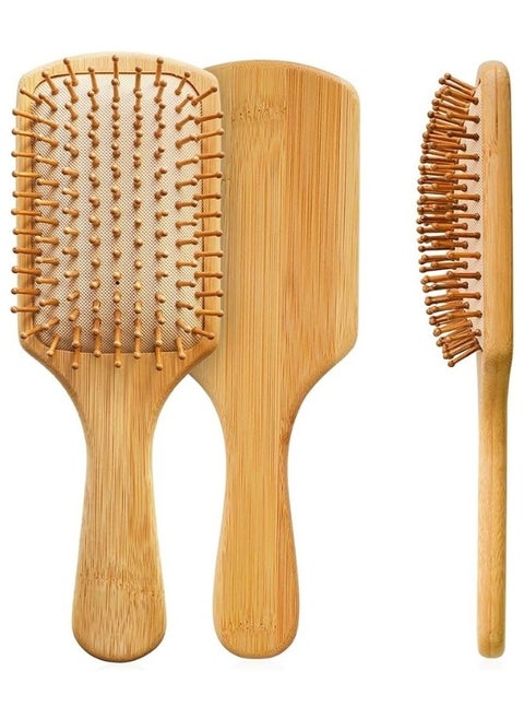 Natural Wooden Bamboo Hair Brush for Detangling and Scalp Massage for Long Curly Short Thick Hair for Women Kids Men