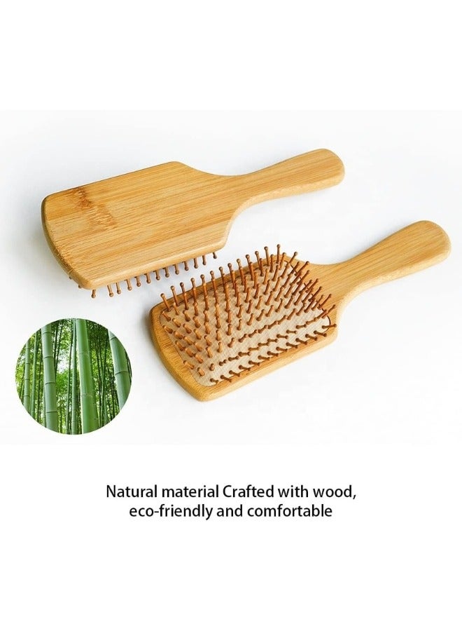 Natural Wooden Bamboo Hair Brush for Detangling and Scalp Massage for Long Curly Short Thick Hair for Women Kids Men