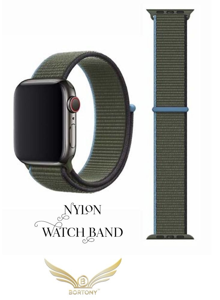 BORTONY Universal 42/44mm Nylon Replacement Watch Strap For Apple Series 7/6/5 - Image 1