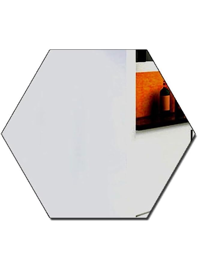 S-TOP 12 Piece 3D Hexagon Acrylic Mirror Wall Stickers DIY Art Decoration Mural Stickers Home Decor Living Room Mirror Sticker Decorative silver medium 12.6 * 12.6 cm (12 for one set) - Image 4