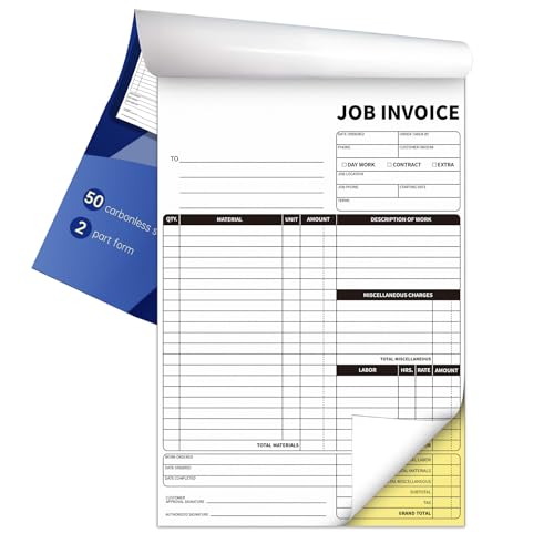 IMXYO Carbonless Work Order Forms,7.5 x 11 inches Invoices for Small Business,Sales Order Book with Backing Board, 2-Part Receipt with Carbon Copy, 50 Sets - Image 2