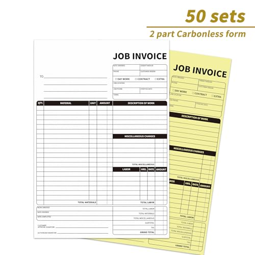 IMXYO Carbonless Work Order Forms,7.5 x 11 inches Invoices for Small Business,Sales Order Book with Backing Board, 2-Part Receipt with Carbon Copy, 50 Sets - Image 5