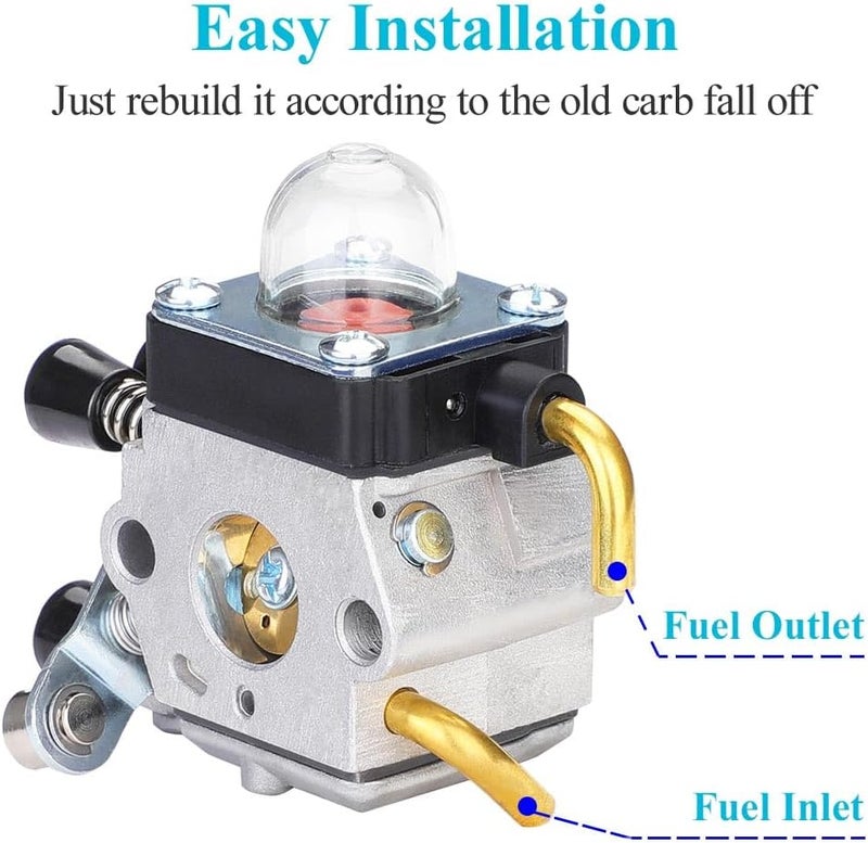HOODELL FS55 Carburetor, Easy-start FS 55 Carb with Rebuild Kit, Premium FS55R FS45 FS38 HL45 Carburetor for ZAMA STIHL String Hedge Trimmer Weed Eater Parts with Fuel Line Kit - Image 4