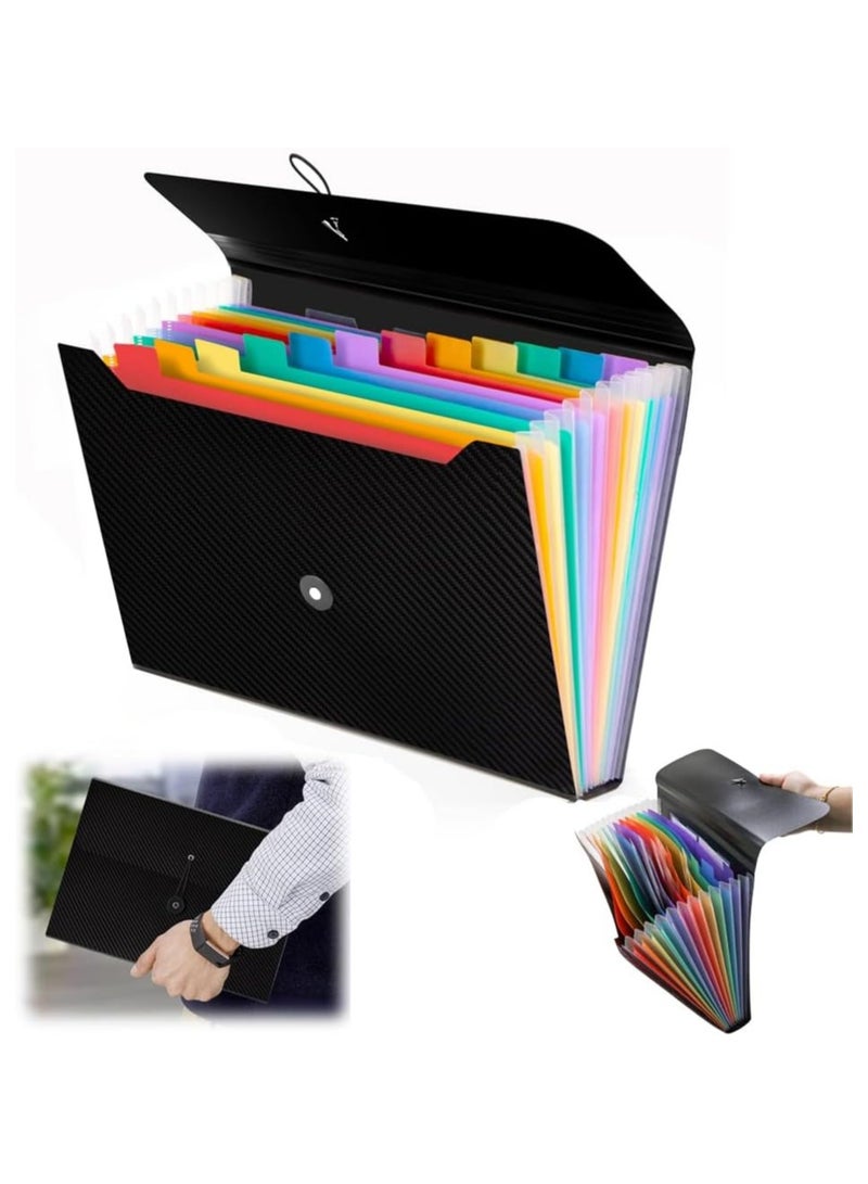 general Extended File Manager Folder, 13 Pocket Accordion Folders, Tabbed & Elastic Closure - A4 File Rack for Home, School, Office & Travel - Image 1