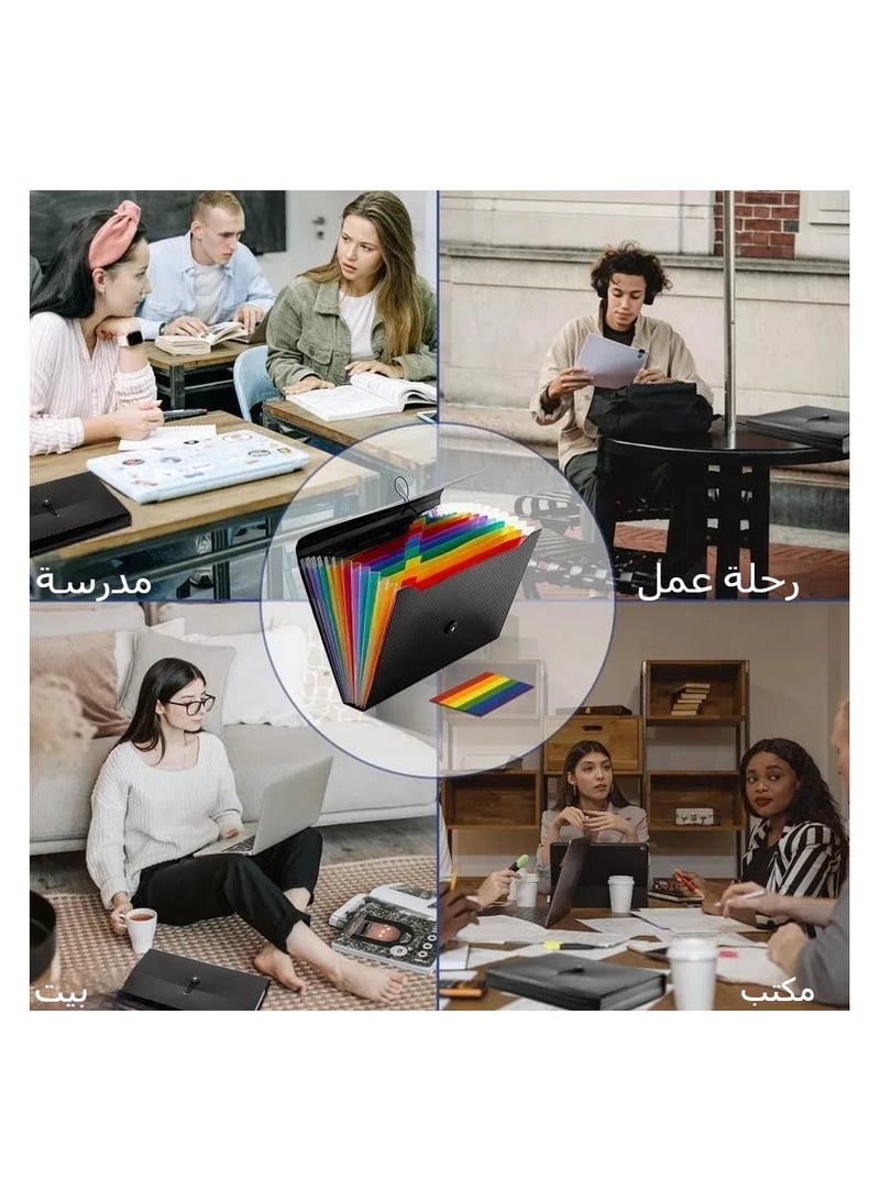 general Extended File Manager Folder, 13 Pocket Accordion Folders, Tabbed & Elastic Closure - A4 File Rack for Home, School, Office & Travel - Image 3