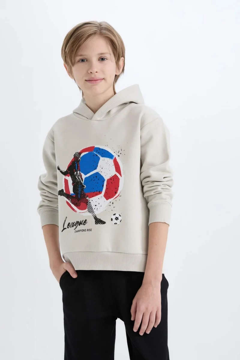 ديفاكتو Boy 2-Piece Set Thick Hooded Printed Sweatshirt Elastic Waist Tracksuit Bottoms D6870A824CW