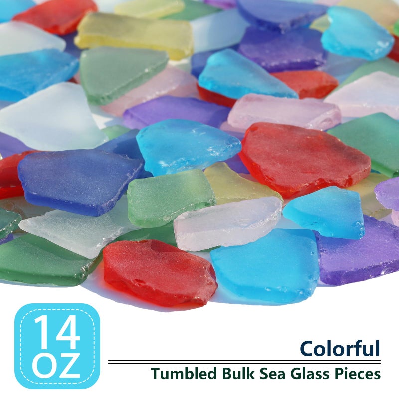 QYGL Sea Glass for Crafts - 14oz Colorful Frosted Seaglass Pieces - Vase Filler and Aquarium Ornament, DIY Craft Supplies for Art, Beach Weddings, and Home Decor - Image 2