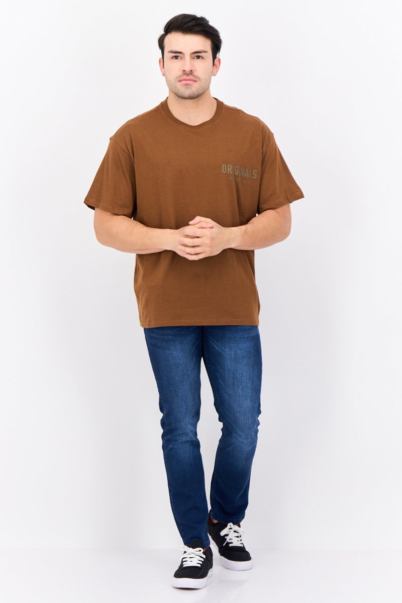 Originals by Brooklyn Cloth Men Crew Neck Short Sleeve Brand Logo T-Shirts, Brown - Image 2