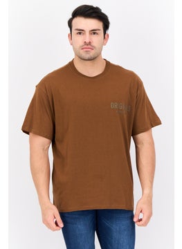 Originals by Brooklyn Cloth Men Crew Neck Short Sleeve Brand Logo T-Shirts, Brown  - Image 1