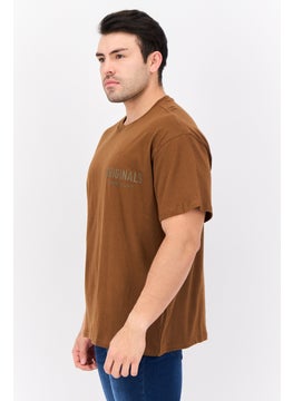 Originals by Brooklyn Cloth Men Crew Neck Short Sleeve Brand Logo T-Shirts, Brown  - Image 3