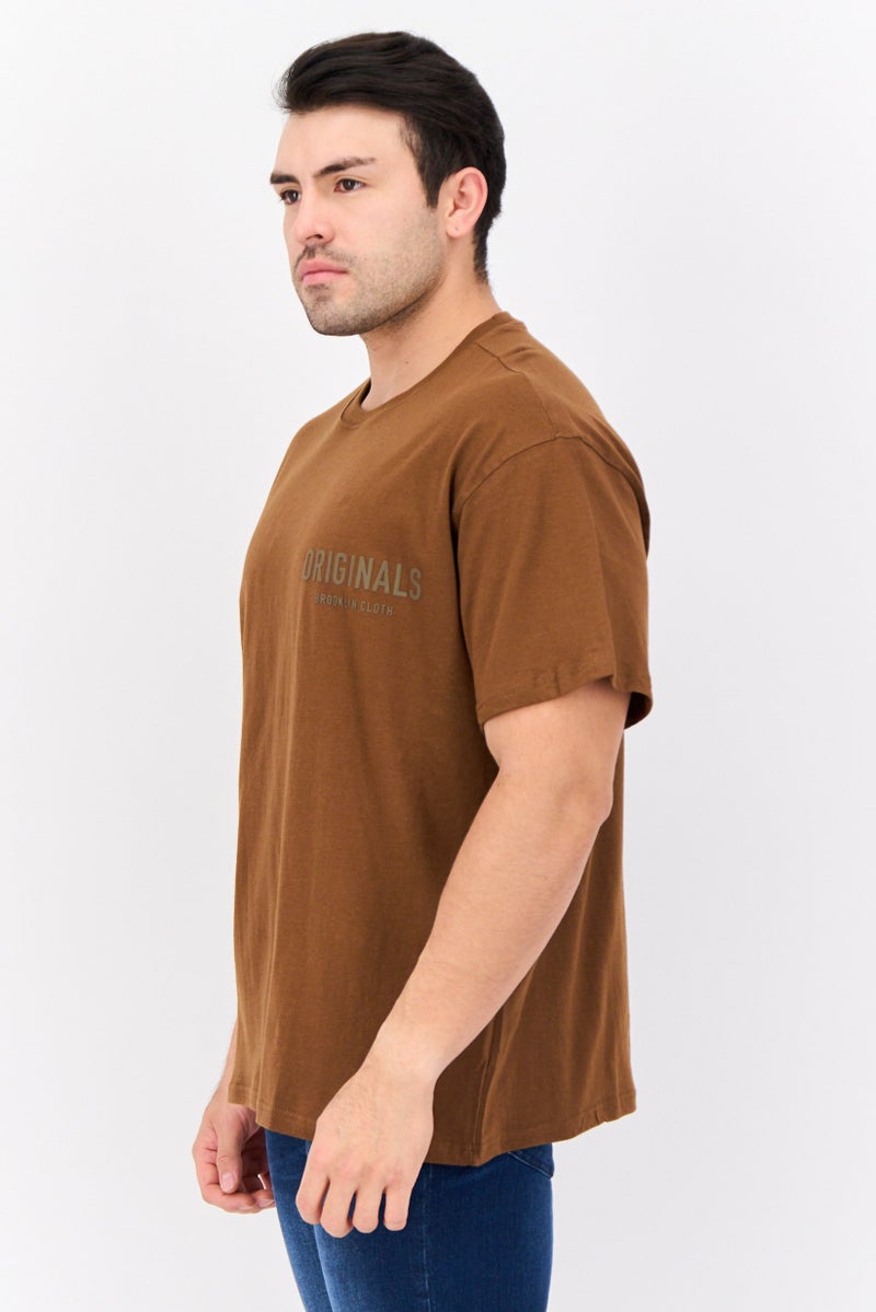 Originals by Brooklyn Cloth Men Crew Neck Short Sleeve Brand Logo T-Shirts, Brown - Image 3