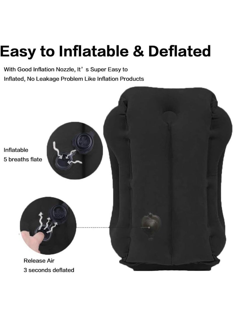 rayihni Inflatable Travel Pillow for Airplane, Neck Air Pillow for Sleeping to Avoid Neck and Shoulder Pain, Support Head and Lumbar, Used for Airplane, Car, Bus and Office (Black) - Image 4