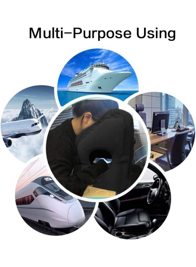 rayihni Inflatable Travel Pillow for Airplane, Neck Air Pillow for Sleeping to Avoid Neck and Shoulder Pain, Support Head and Lumbar, Used for Airplane, Car, Bus and Office (Black) - Image 5