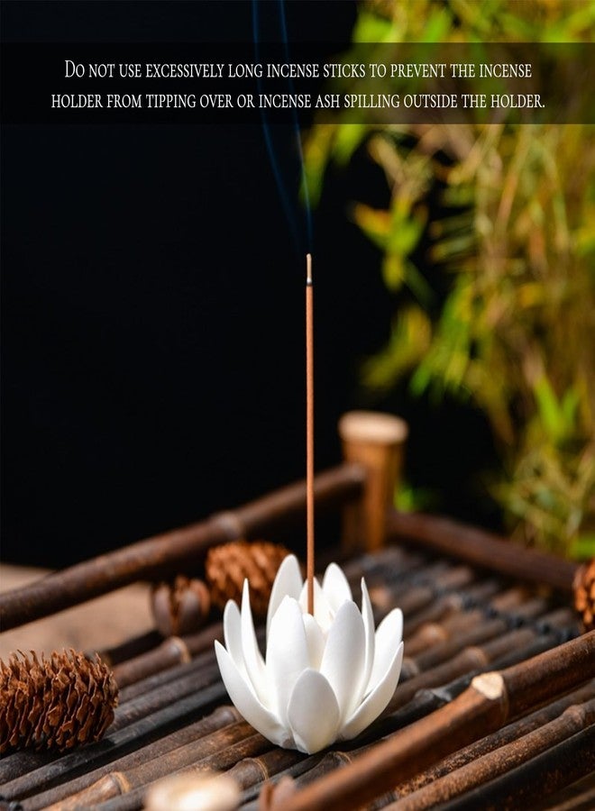 IVICOO Incense Holder White Lotus Design Ceramic,1.77in Incense Holder for Sticks Zen Desk Altar Decor - Image 4