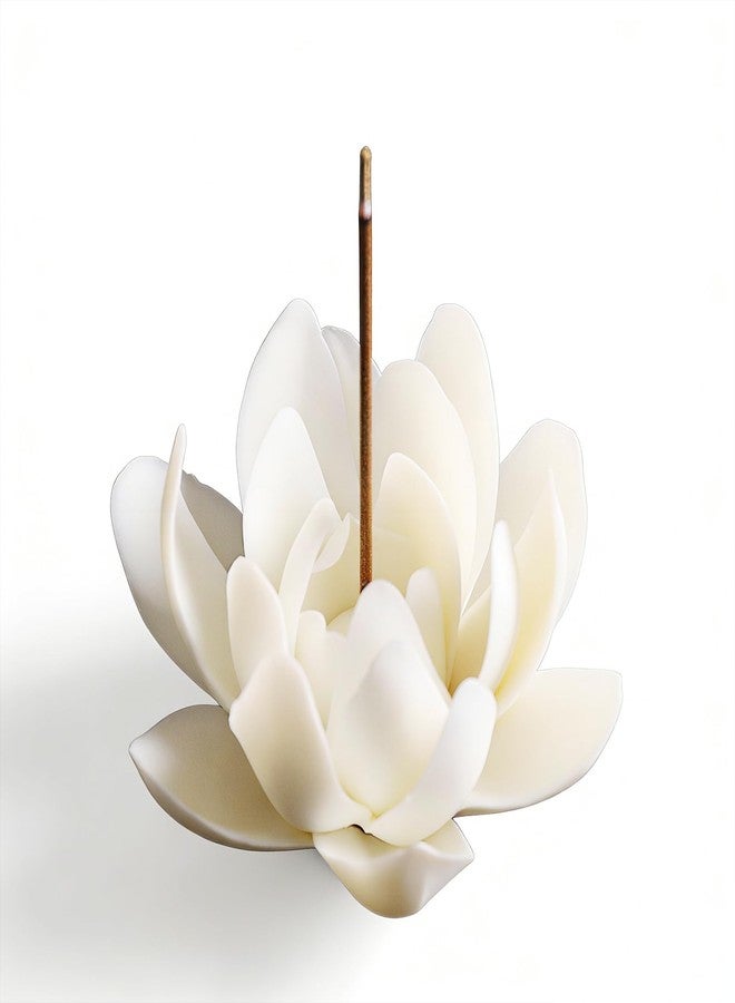 IVICOO Incense Holder White Lotus Design Ceramic,1.77in Incense Holder for Sticks Zen Desk Altar Decor - Image 1