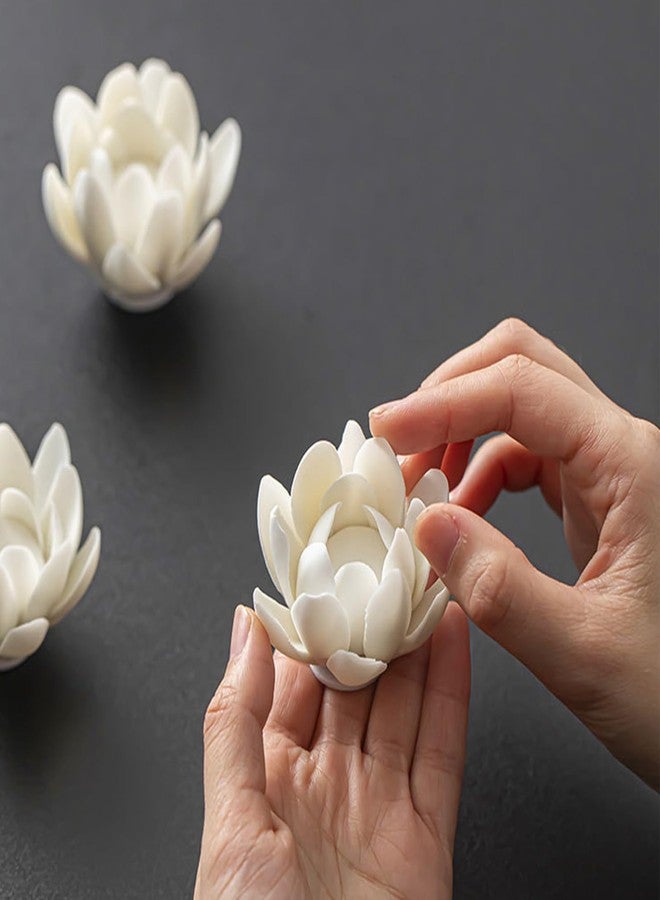 IVICOO Incense Holder White Lotus Design Ceramic,1.77in Incense Holder for Sticks Zen Desk Altar Decor - Image 5