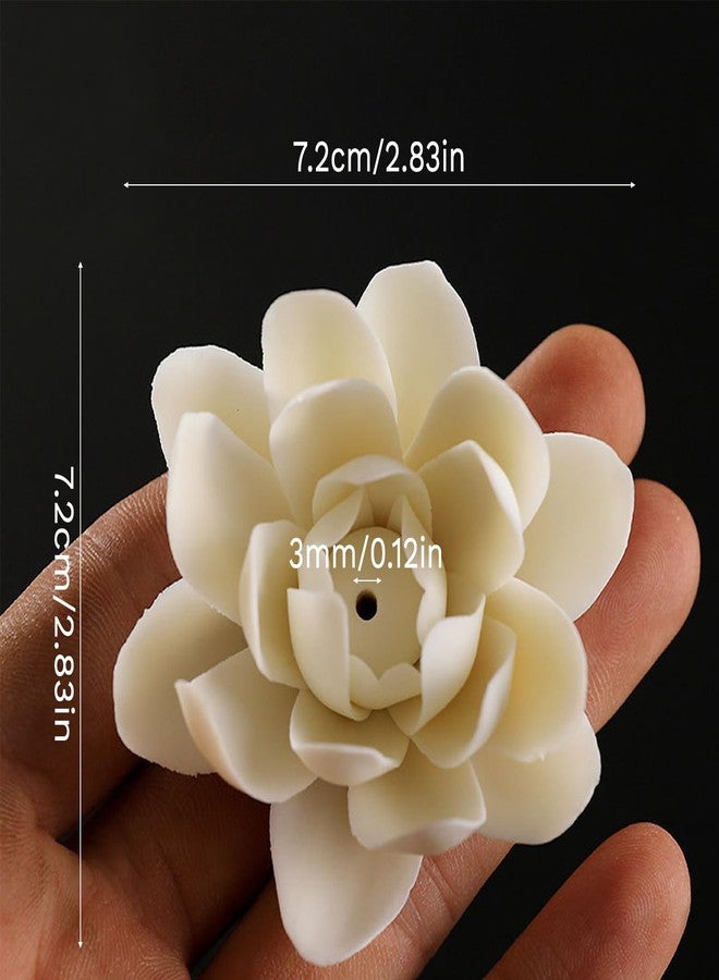 IVICOO Incense Holder White Lotus Design Ceramic,1.77in Incense Holder for Sticks Zen Desk Altar Decor - Image 2