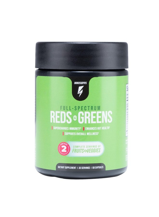 InnoSupps Full Spectrum Reds & Greens | PhytoServ, 2 Servings of Fruits + Veggies Per Serving, Spirulina, Chlorella, Antioxidants, - Image 1