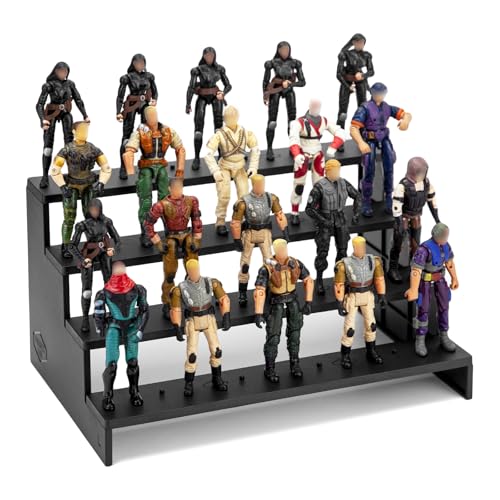 DisplayMore 375 inch Action Figure Riser Display Shelf4 Tier Stand Base with PEG For 118 inch Scale Action figure Organizer and Storage Compatible with 118 Scale Vintage Star Wars Gi Joe Figures Toy Fit For 375 inch Vintage SWGI JOEBlack - Image 1