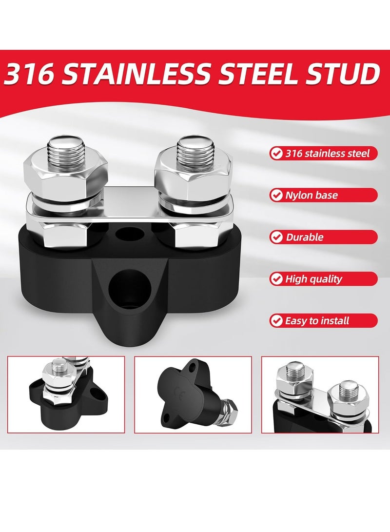 Loquat 5/16 Bus Bar 12V 200A Battery Power Distribution Terminal Block M8 Dual Studs Junction Block Post PositiveNegative Busbar for Auto Car Marine Boat - Image 5