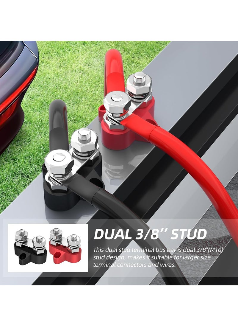 Loquat 5/16 Bus Bar 12V 200A Battery Power Distribution Terminal Block M8 Dual Studs Junction Block Post PositiveNegative Busbar for Auto Car Marine Boat - Image 3