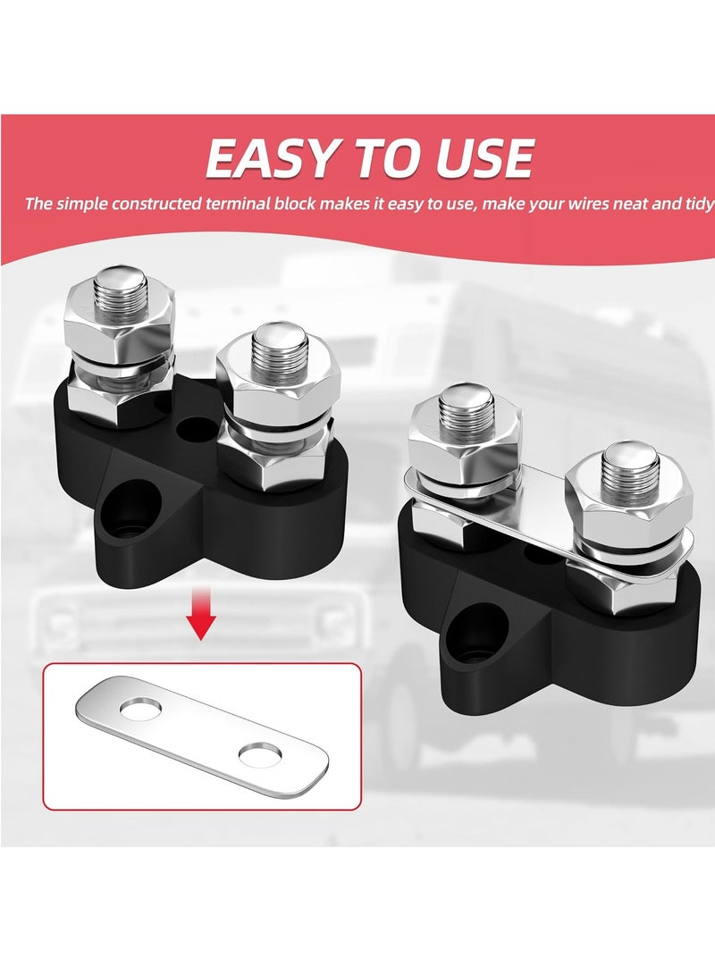 Loquat 5/16 Bus Bar 12V 200A Battery Power Distribution Terminal Block M8 Dual Studs Junction Block Post PositiveNegative Busbar for Auto Car Marine Boat - Image 4