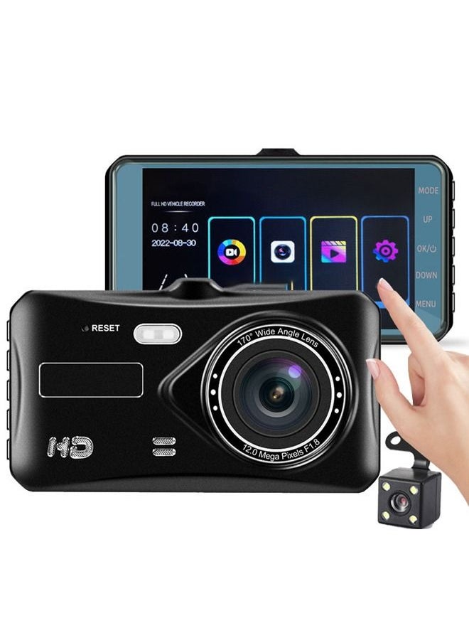 4LCD Touch Screen Driving Recorder 1080P Dual Lens vehicle blackbox DVR