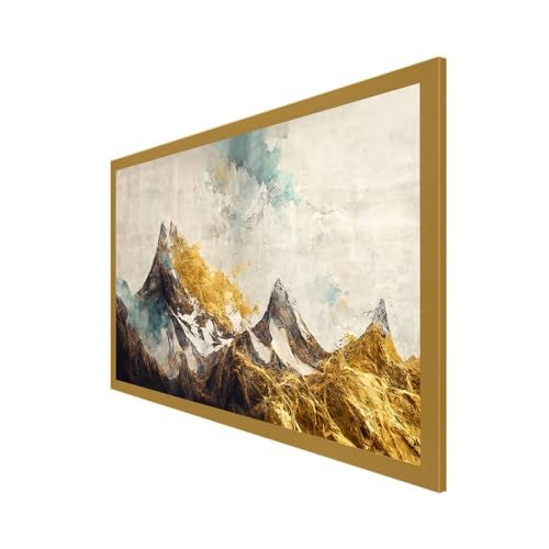 DEKORSTATION The Golden Mountain Beautiful Printed wall Decor Floating Frame Canvas Wall Painting for Home and Office Decor (18 Inch L x 12 Inch H) - Image 3