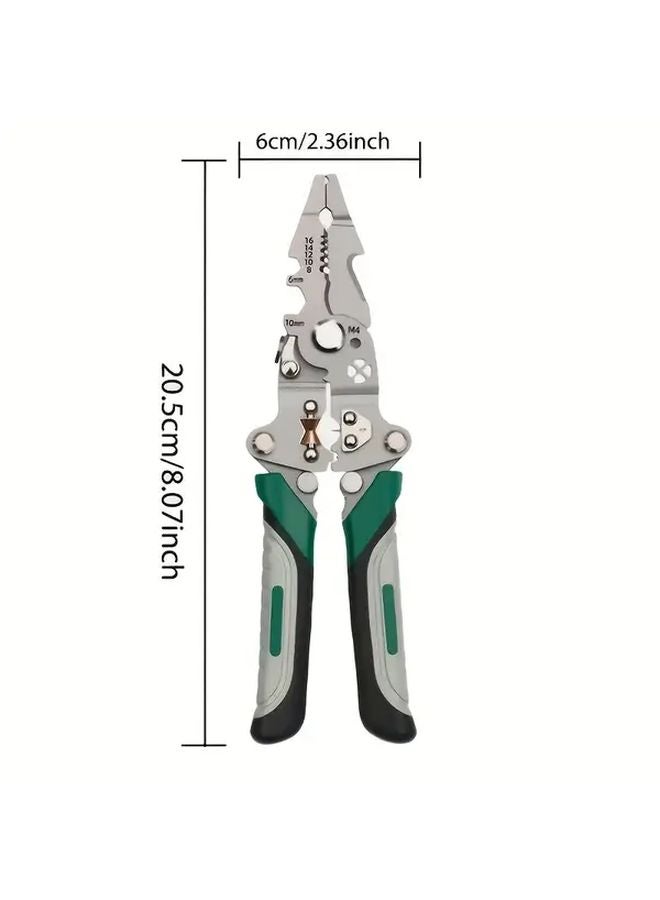 Green Heavy Duty Metal Folding Wire Striper Tool For Electricians DIY - Image 1