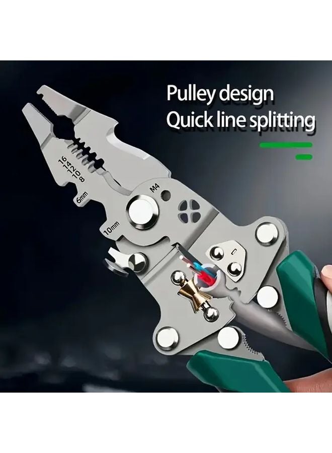 Green Heavy Duty Metal Folding Wire Striper Tool For Electricians DIY - Image 5