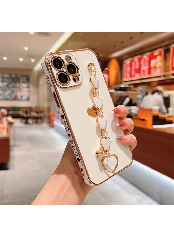 PINKSAMA Phone Case For IPhone 15 Pro, Love Wrist Bracelet Cute Girl Phone Case Soft Cushioning Silicone Shockproof Band Phone Case For IPhone 15 Pro White - Image 1