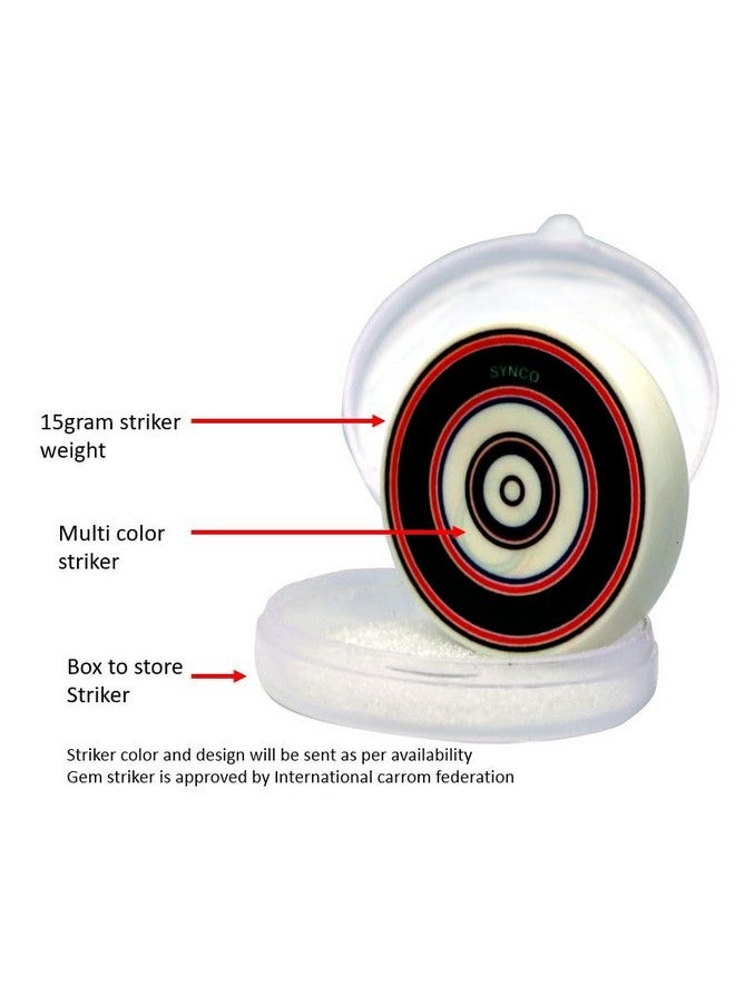 Synco Wooden Carrom Coins Set with Carrom Striker Professional 15g Combo Set, Assorted Color (Gem Striker with Platinum Coins),for adult - Image 5