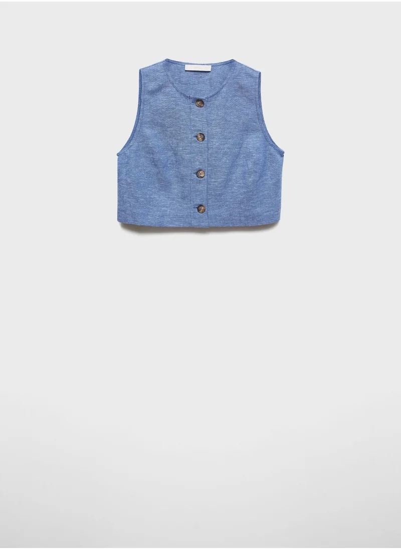 مانجو Button Down Crop Top