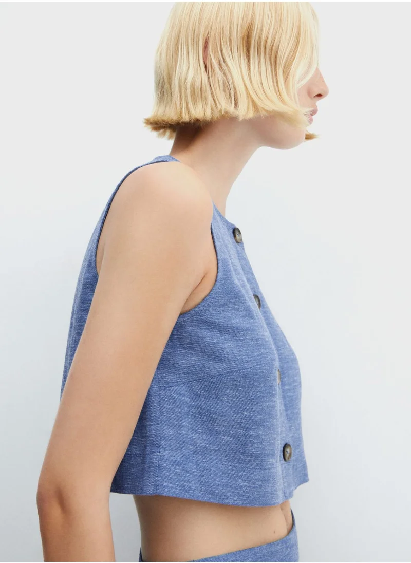 مانجو Button Down Crop Top