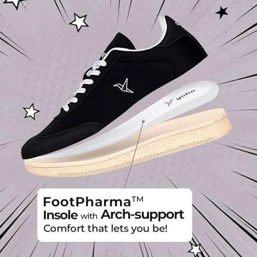 YOHO Quoi Sneakers for Women | Stylish Casual Shoes | Comfortable Fit | Vibrant Colours | Cushioned Insole | Mighty Black - UK 6 - Image 4
