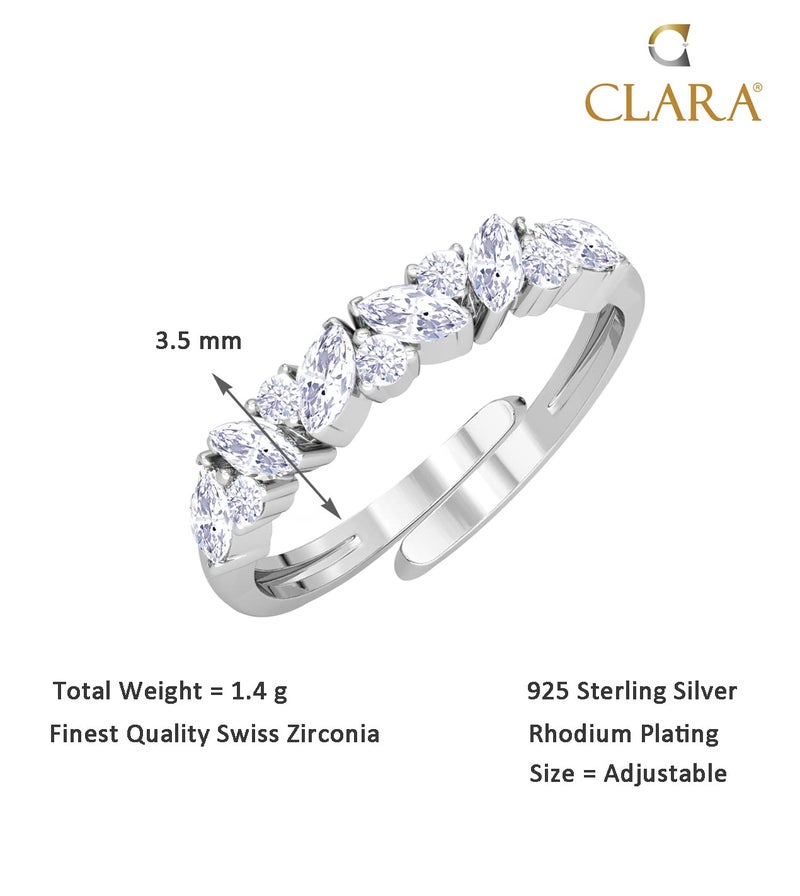 CLARA Pure 925 Sterling Silver Minimal Office wear Finger Ring with Adjustable Band | Gift for Women Girls Wife Girlfriend | Multiple Design Options - Image 5