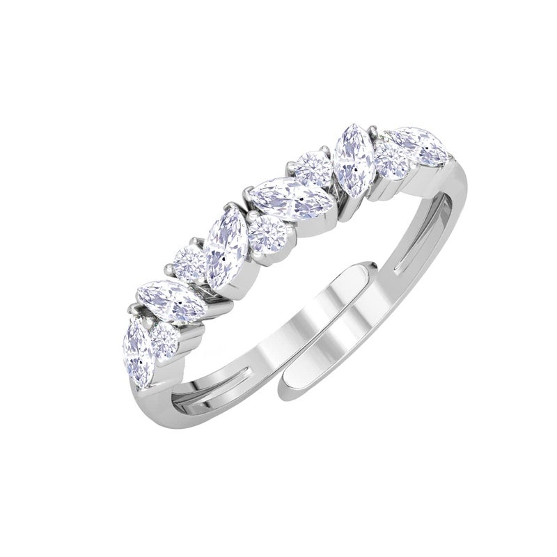 CLARA Pure 925 Sterling Silver Minimal Office wear Finger Ring with Adjustable Band | Gift for Women Girls Wife Girlfriend | Multiple Design Options - Image 1