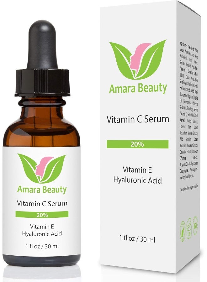 Amara Beauty Amara Organics Vitamin C Serum for Face 20% with Hyaluronic Acid and Vitamin E - Image 2