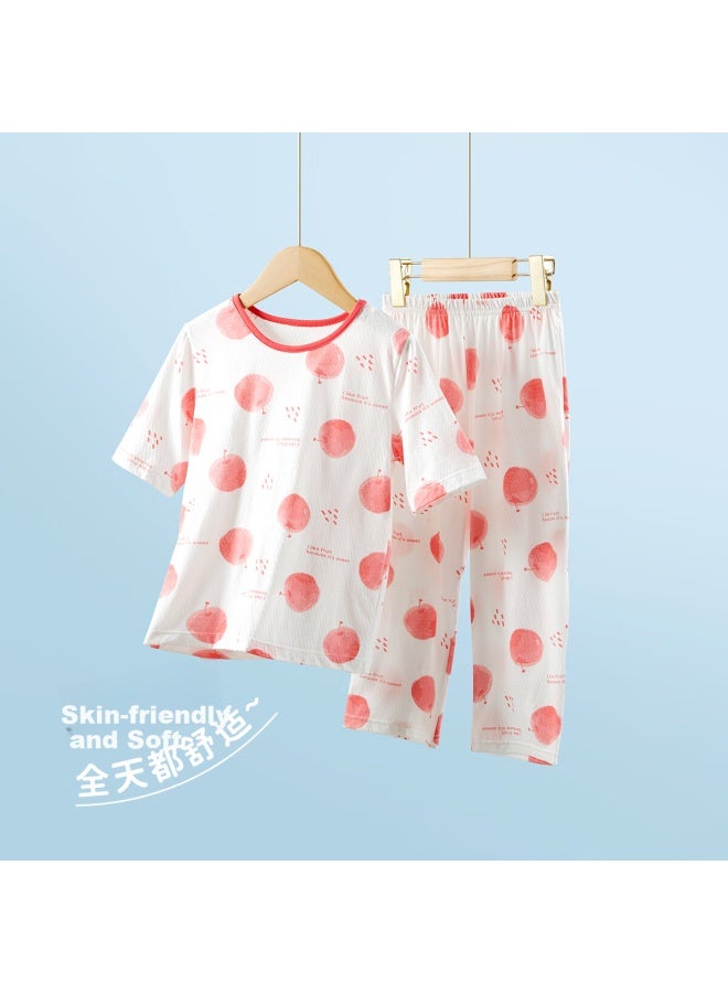 Deesha 7A Antibacterial Cotton Mesh Embroidery Girl'S Thin And Breathable Five-Sleeve Pajama Set Air Conditioning Clothing - Image 2