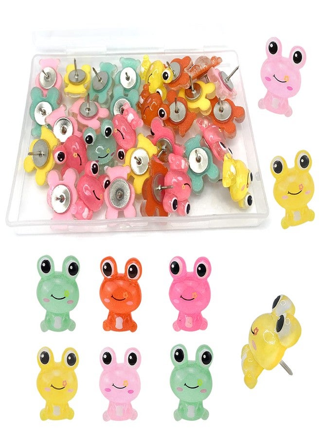 LLDYNW 30 pcs Frog Push Pins Animal Thumbtacks Cork Board Pushpins for Photos Memo Wall Offices Drawing Pins - Image 1