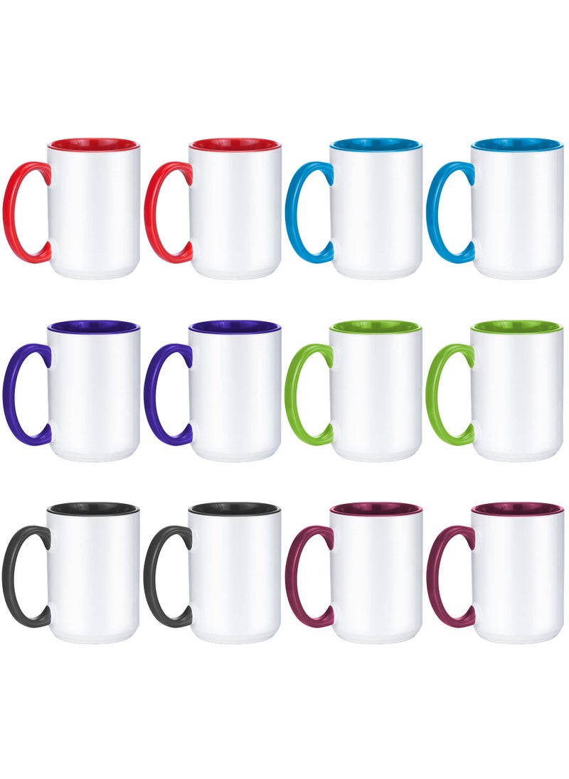 TANGLONG - TANGLONG Sublimation Mugs 15 oz Sublimation Cups Bulk Coffee Mugs Tazas Para Sublimar 6 Assorted Colors Set of 12 - Image 1