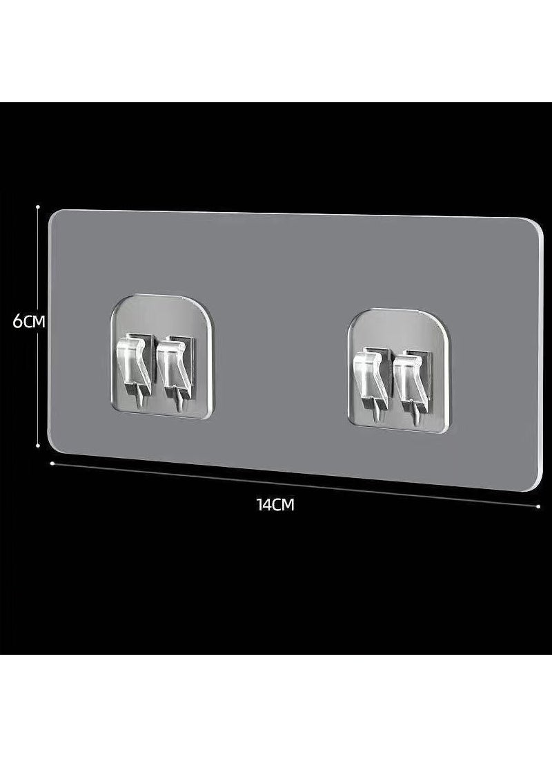 Generic Seamless Adhesive Wall Hooks No-Drill Frame Hangers 6*14 transparent double claw buckle 