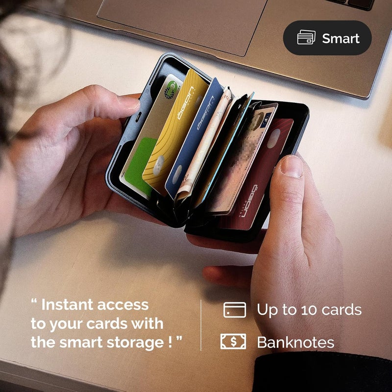 حافظة بطاقات ألومنيوم مع قفل معدني، حماية RFID من الاحتيال وإزالة المغنطة، محفظة مدمجة، موديل Smart Case STOCKHOLM (تأثير سيكويا) - Image 3