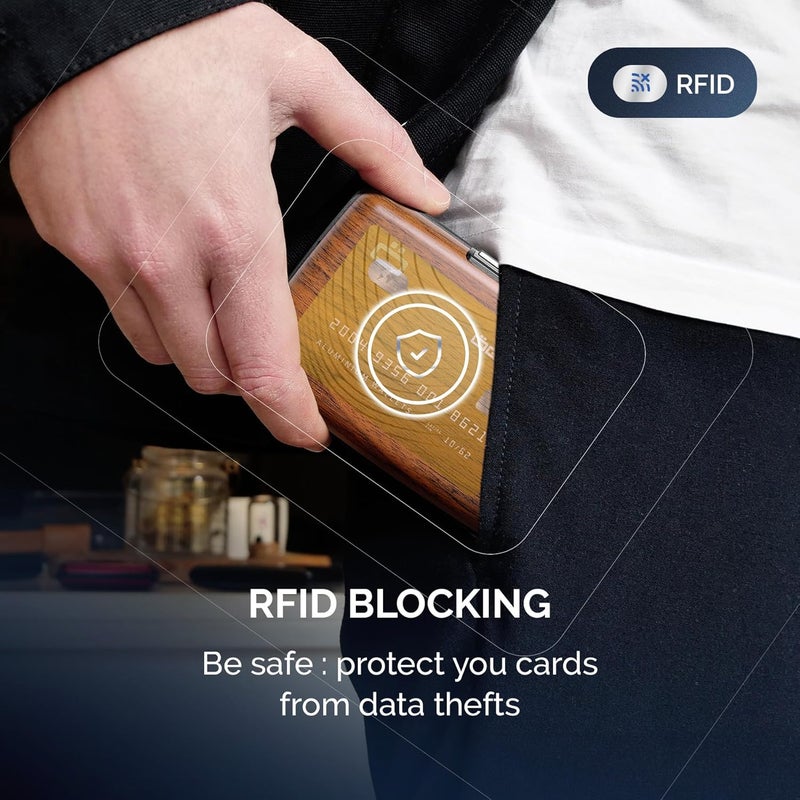 حافظة بطاقات ألومنيوم مع قفل معدني، حماية RFID من الاحتيال وإزالة المغنطة، محفظة مدمجة، موديل Smart Case STOCKHOLM (تأثير سيكويا) - Image 5