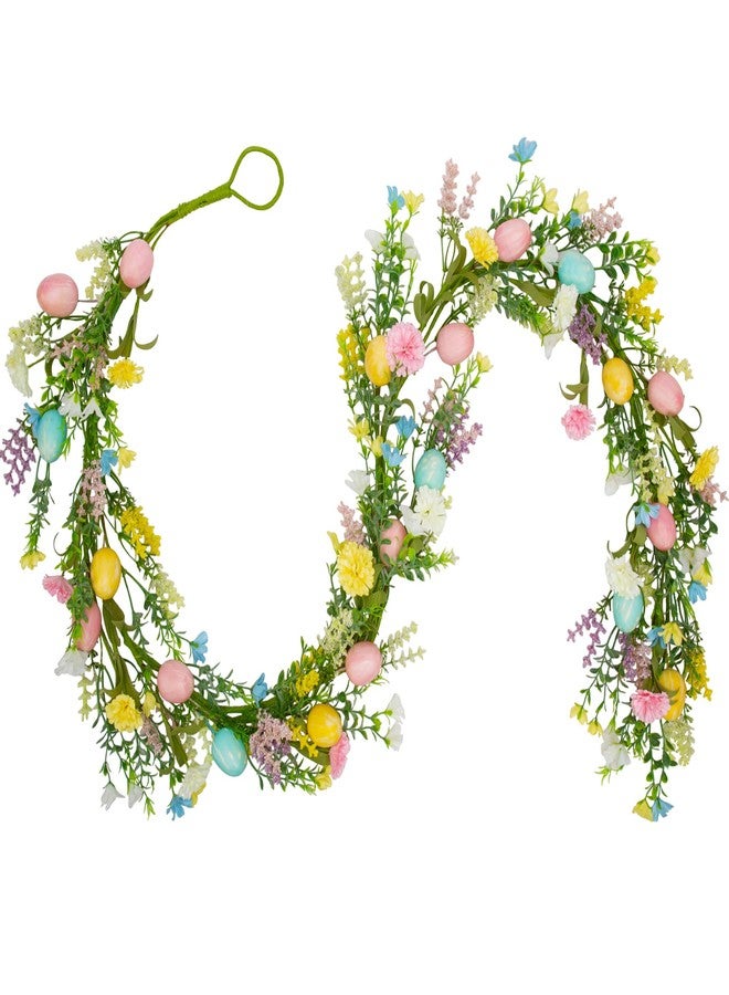 VGIA 6Ft Easter Egg Garland Easter Decorations Spring Flower Garland for Mantle Gifts Home Decor Wall Window Table - Image 1