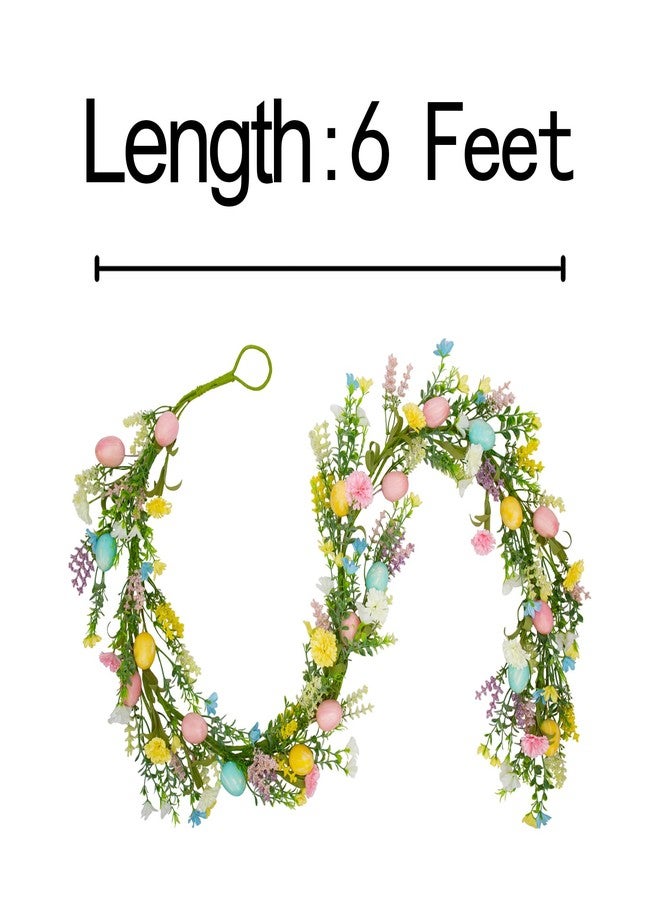 VGIA 6Ft Easter Egg Garland Easter Decorations Spring Flower Garland for Mantle Gifts Home Decor Wall Window Table - Image 2