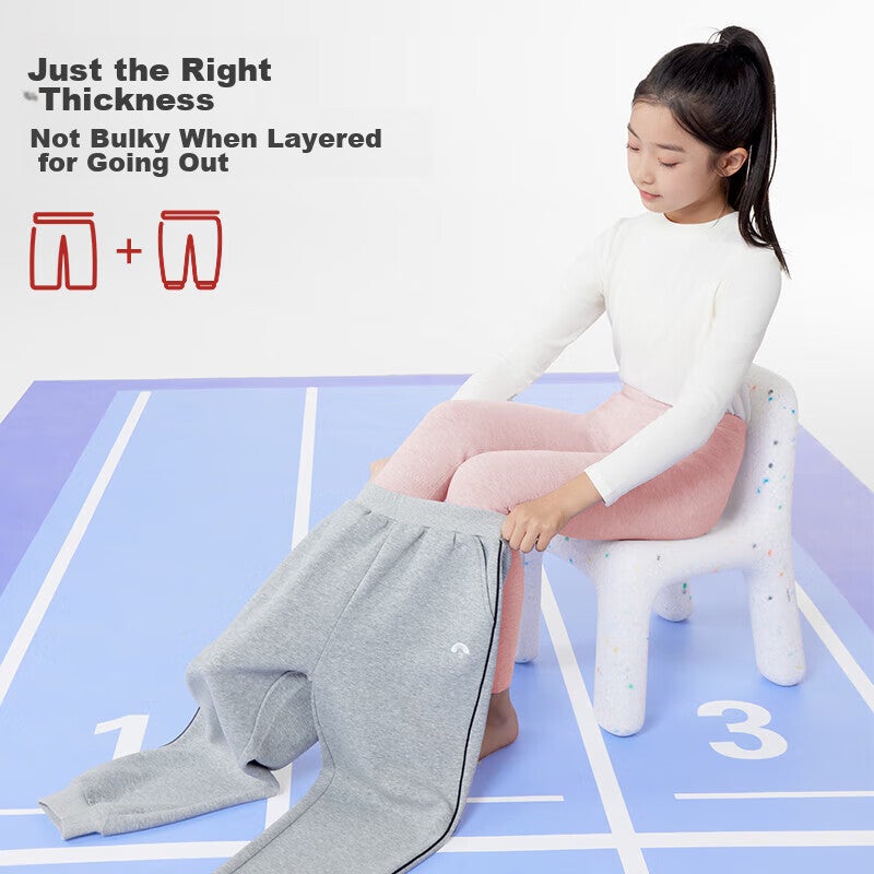 JD Jing Zao Jiusuiban Children's Warm Pants, Girls' Autumn And Winter Mid-Thick Fleece-Lined Pants with Cashmere And Silk Cotton, for Older Children's Thermal Underwear - Image 2