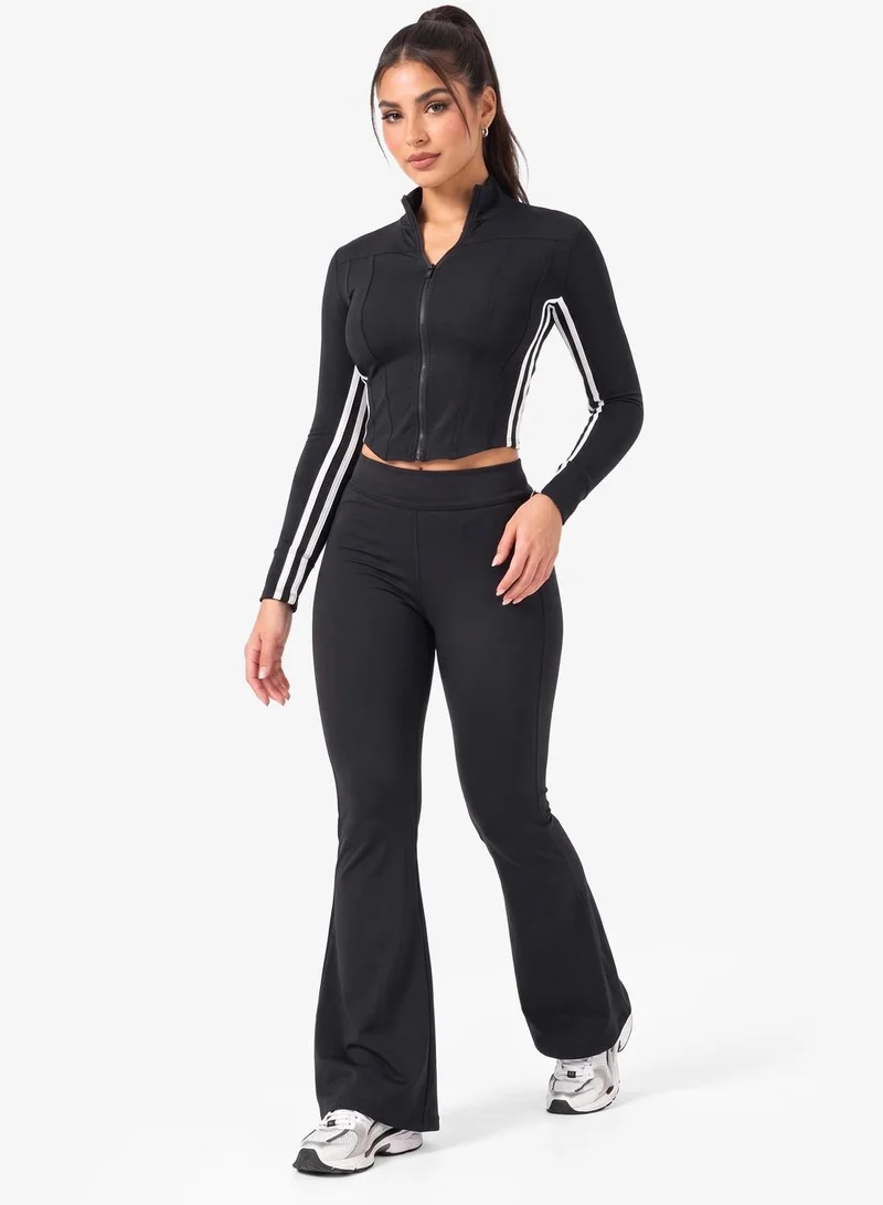 Zip Up Contour Jacket with Side Stripes
