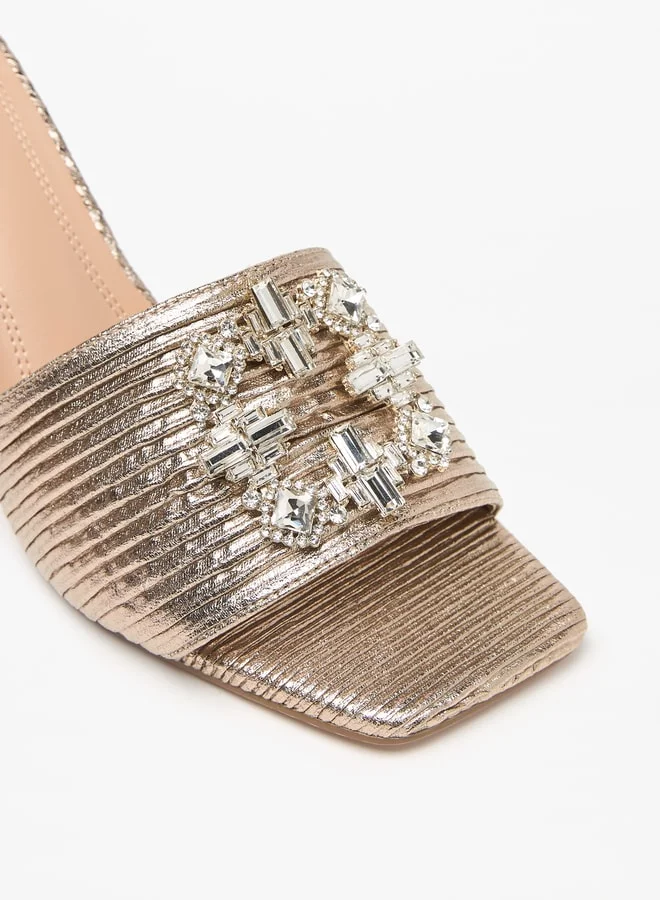 Celeste Women's Embellished Slip-On Sandals with Stiletto Heels